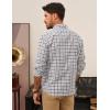 imagePJ PAUL JONES Mens Slim Fit Long Sleeve Plaid Shirt Cotton Business Casual Dress Shirts with Pocket Gingham ShirtsKhaki Gingham
