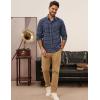 imagePJ PAUL JONES Mens Slim Fit Long Sleeve Plaid Shirt Cotton Business Casual Dress Shirts with Pocket Gingham ShirtsNavy Gingham