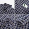 imagePJ PAUL JONES Mens Slim Fit Long Sleeve Plaid Shirt Cotton Business Casual Dress Shirts with Pocket Gingham ShirtsNavy Tan Gingham