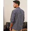 imagePJ PAUL JONES Mens Slim Fit Long Sleeve Plaid Shirt Cotton Business Casual Dress Shirts with Pocket Gingham ShirtsNavy Tan Gingham