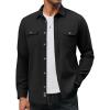 imagePJ PAUL JONES Mens Casual Shacket Cotton Twill Lightweight Jackets Button Down Shirt Jacket with PocketsBlack