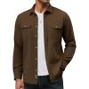 imagePJ PAUL JONES Mens Casual Shacket Cotton Twill Lightweight Jackets Button Down Shirt Jacket with PocketsCoffee
