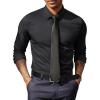 imagePJ PAUL JONES Mens Dress Shirt Long Sleeve Business Casual WrinkleFree Stretch Slim Fit Shirt for Wedding Office TravelBlack