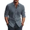 imagePJ PAUL JONES Mens Long Sleeve Button Down Shirts Wrinkle Free Stretch Untucked Dress Shirts Business Casual ShirtBlue Grey