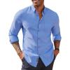 imagePJ PAUL JONES Mens Oxford Button Down Shirt Long Sleeve Regular Fit Business Casual Dress Shirts with Chest PocketBlue