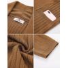 imageMens Shawl Collar Open Front Long Cardigan Ribbed Knit Sweater with PocketsBrown
