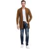 imageMens Shawl Collar Open Front Long Cardigan Ribbed Knit Sweater with PocketsBrown