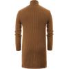 imageMens Shawl Collar Open Front Long Cardigan Ribbed Knit Sweater with PocketsBrown