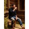 imagePJ PAUL JONES Mens Cardigan Sweater Button Down Stand Collar Cardigans Long Sleeve Knitted SweatersBlack
