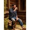 imagePJ PAUL JONES Mens Cardigan Sweater Button Down Stand Collar Cardigans Long Sleeve Knitted SweatersDark Gray