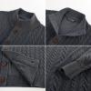 imagePJ PAUL JONES Mens Cardigan Sweater Button Down Stand Collar Cardigans Long Sleeve Knitted SweatersDark Gray