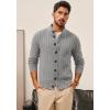 imagePJ PAUL JONES Mens Cardigan Sweater Button Down Stand Collar Cardigans Long Sleeve Knitted SweatersLight Grey