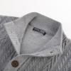 imagePJ PAUL JONES Mens Cardigan Sweater Button Down Stand Collar Cardigans Long Sleeve Knitted SweatersLight Grey
