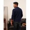 imagePJ PAUL JONES Mens Cardigan Sweater Button Down Stand Collar Cardigans Long Sleeve Knitted SweatersNavy Blue