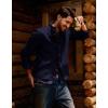 imagePJ PAUL JONES Mens Cardigan Sweater Button Down Stand Collar Cardigans Long Sleeve Knitted SweatersNavy Blue