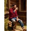 imagePJ PAUL JONES Mens Cardigan Sweater Button Down Stand Collar Cardigans Long Sleeve Knitted SweatersWine Red