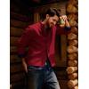 imagePJ PAUL JONES Mens Cardigan Sweater Button Down Stand Collar Cardigans Long Sleeve Knitted SweatersWine Red