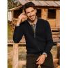imagePJ PAUL JONES Mens Cardigan Sweater Full Zip Up Cardigans Ribbed Knit Stand Collar SweatersBlack