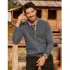 imagePJ PAUL JONES Mens Cardigan Sweater Full Zip Up Cardigans Ribbed Knit Stand Collar SweatersDark Gray