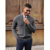 imagePJ PAUL JONES Mens Cardigan Sweater Full Zip Up Cardigans Ribbed Knit Stand Collar SweatersDark Gray
