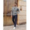 imagePJ PAUL JONES Mens Cardigan Sweater Full Zip Up Cardigans Ribbed Knit Stand Collar SweatersGrey