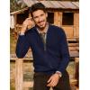 imagePJ PAUL JONES Mens Cardigan Sweater Full Zip Up Cardigans Ribbed Knit Stand Collar SweatersNavy Blue