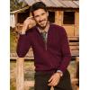 imagePJ PAUL JONES Mens Cardigan Sweater Full Zip Up Cardigans Ribbed Knit Stand Collar SweatersWine Red