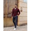 imagePJ PAUL JONES Mens Cardigan Sweater Full Zip Up Cardigans Ribbed Knit Stand Collar SweatersWine Red