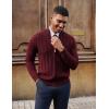 imagePJ PAUL JONES Mens Cardigan Sweater Full Zip Up Cardigans Ribbed Knit Stand Collar SweatersWine Red