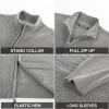 imagePJ PAUL JONES Mens Cardigan Sweater Full Zip Up Stand Collar Cardigans Fall Casual Knit SweatersGray