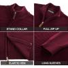 imagePJ PAUL JONES Mens Cardigan Sweater Full Zip Up Stand Collar Cardigans Fall Casual Knit SweatersWine Red