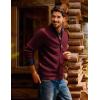 imagePJ PAUL JONES Mens Cardigan Sweater Full Zip Up Stand Collar Cardigans Fall Casual Knit SweatersWine Red