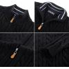 imagePJ PAUL JONES Mens Cardigan Sweater Full Zip Up Stand Collar Cardigans Long Sleeve Knitted SweatersBlack