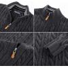 imagePJ PAUL JONES Mens Cardigan Sweater Full Zip Up Stand Collar Cardigans Long Sleeve Knitted SweatersDark Gray