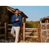 imagePJ PAUL JONES Mens Cardigan Sweater Full Zip Up Stand Collar Cardigans Long Sleeve Knitted SweatersIndigo Blue