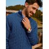 imagePJ PAUL JONES Mens Cardigan Sweater Full Zip Up Stand Collar Cardigans Long Sleeve Knitted SweatersIndigo Blue