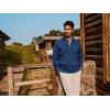 imagePJ PAUL JONES Mens Cardigan Sweater Full Zip Up Stand Collar Cardigans Long Sleeve Knitted SweatersIndigo Blue