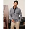 imagePJ PAUL JONES Mens Cardigan Sweater Full Zip Up Stand Collar Cardigans Long Sleeve Knitted SweatersLight Grey