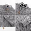 imagePJ PAUL JONES Mens Cardigan Sweater Full Zip Up Stand Collar Cardigans Long Sleeve Knitted SweatersLight Grey