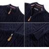 imagePJ PAUL JONES Mens Cardigan Sweater Full Zip Up Stand Collar Cardigans Long Sleeve Knitted SweatersNavy Blue