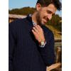 imagePJ PAUL JONES Mens Cardigan Sweater Full Zip Up Stand Collar Cardigans Long Sleeve Knitted SweatersNavy Blue