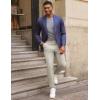 imagePJ PAUL JONES Mens Casual Pants Tapered Cropped Pants Stretch Twill Trousers Slacks with Slant PocketsBeige