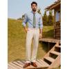 imagePJ PAUL JONES Mens Dress Pants Vintage Pleated Tapered Cropped Pants Extended Waist Work Dress Pant Casual SlacksBeige