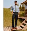 imagePJ PAUL JONES Mens Dress Pants Vintage Pleated Tapered Cropped Pants Extended Waist Work Dress Pant Casual SlacksBlack