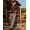 imagePJ PAUL JONES Mens Dress Pants Vintage Pleated Tapered Cropped Pants Extended Waist Work Dress Pant Casual SlacksKhaki