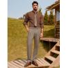 imagePJ PAUL JONES Mens Dress Pants Vintage Pleated Tapered Cropped Pants Extended Waist Work Dress Pant Casual SlacksKhaki