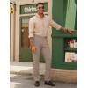 imagePJ PAUL JONES Mens Dress Pants Vintage Pleated Tapered Cropped Pants Extended Waist Work Dress Pant Casual SlacksKhaki