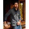 imagePJ PAUL JONES Mens Sweater Casual Cardigan Sweater Button Down Cable Knitted Textured SweaterDark Grey