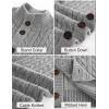 imagePJ PAUL JONES Mens Sweater Casual Cardigan Sweater Button Down Cable Knitted Textured SweaterLight Grey