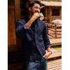 imagePJ PAUL JONES Mens Sweater Casual Cardigan Sweater Button Down Cable Knitted Textured SweaterNavy Blue